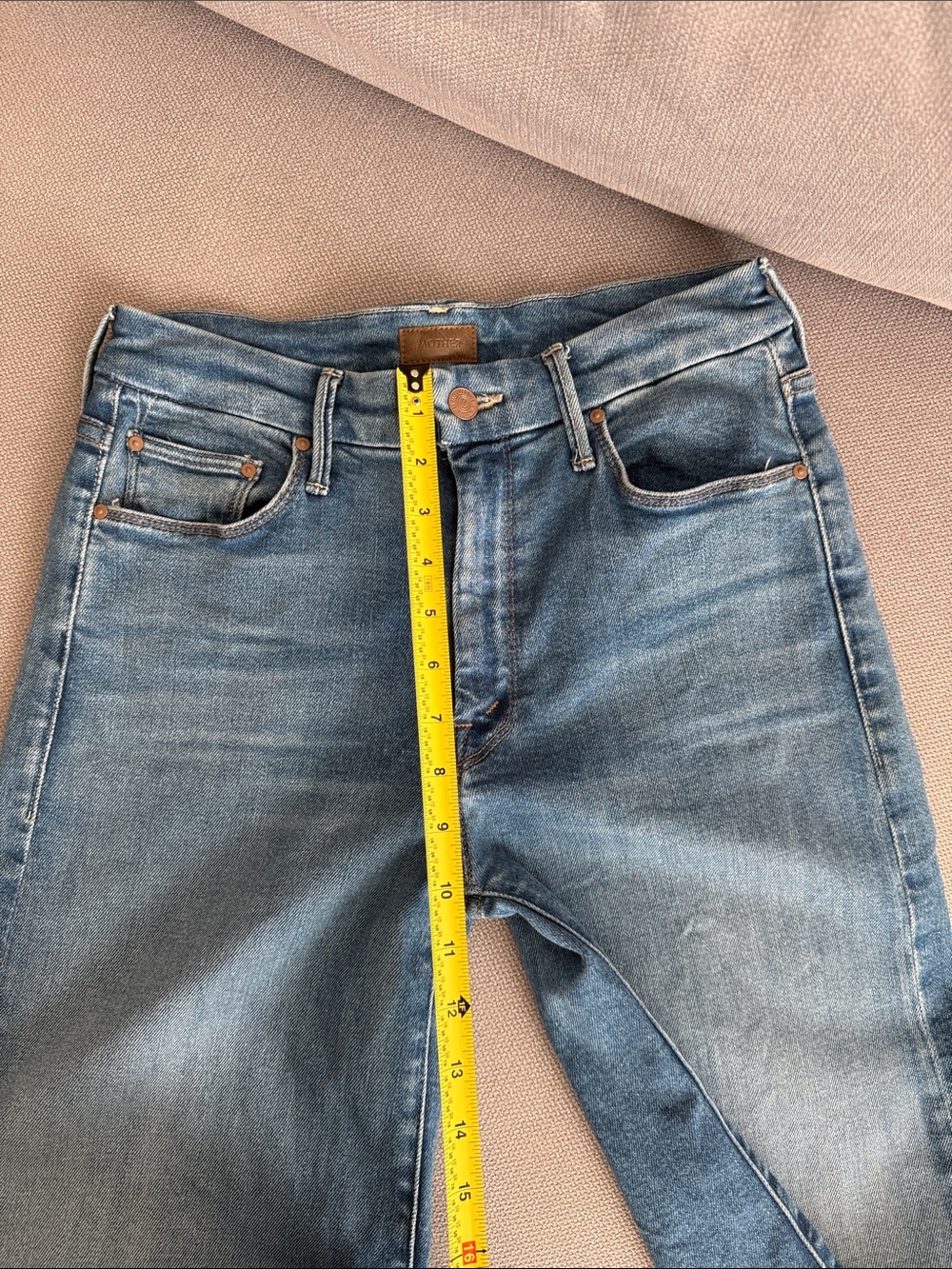 MOTHER Blue High-Rise Wide Leg Flare Jeans - Picture 10 of 14